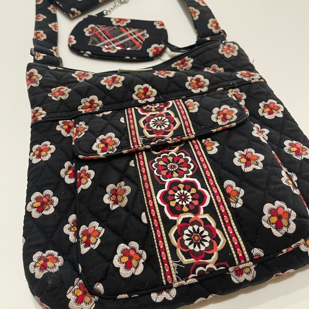 Vera Bradley Crossbody wallet and coin purse in black and red floral